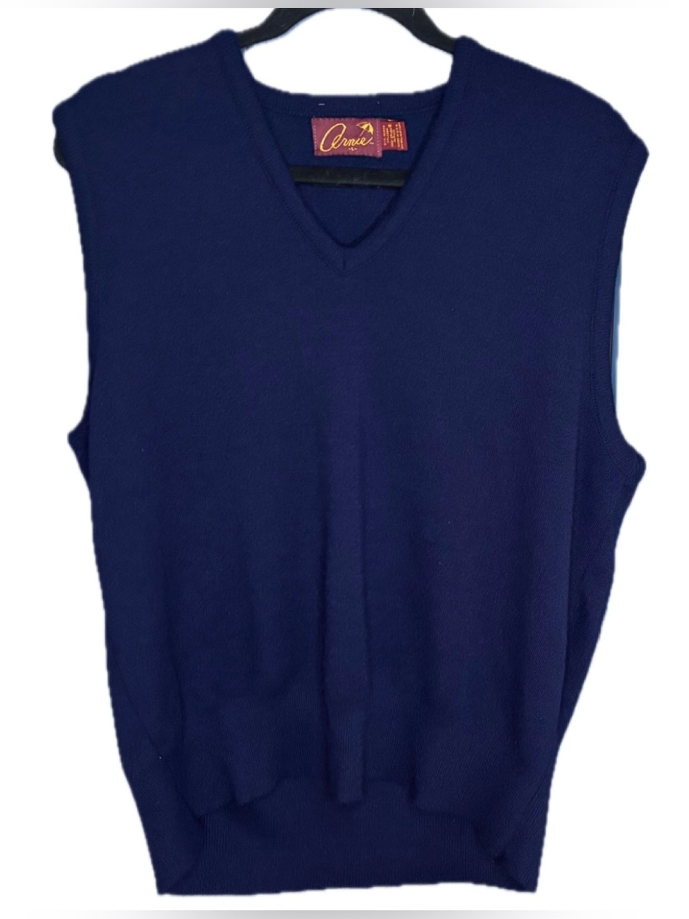 Vintage Arnie Arnold Palmer Solid Navy Blue Sweater Vest Size Large Neutral